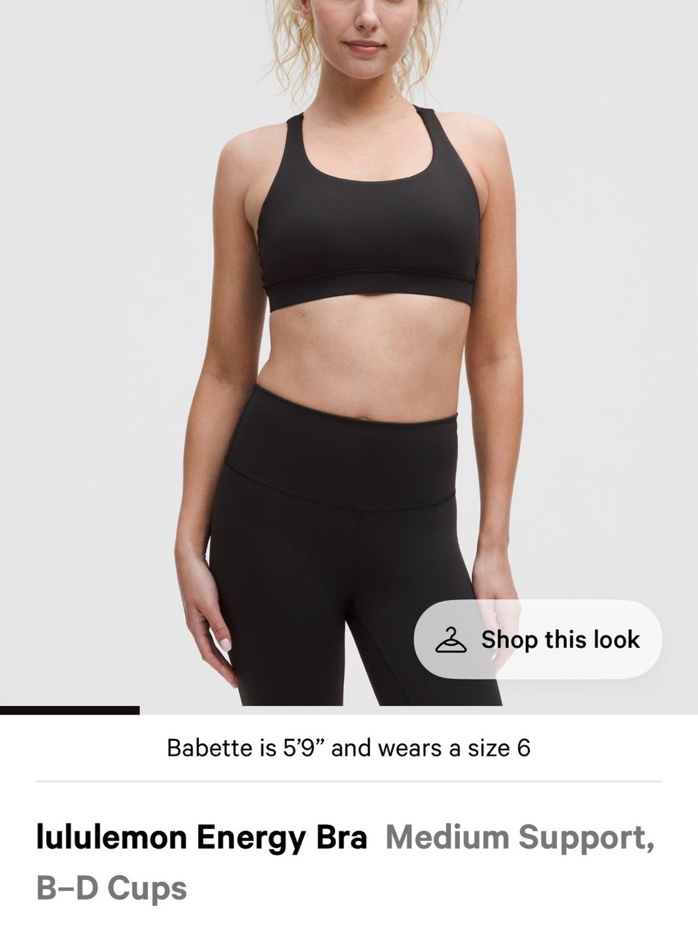 lululemon Black Strappy Sports Bra